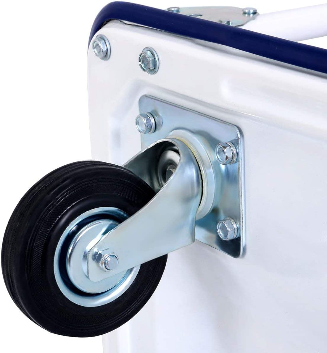 Egardenkart Platform Trolley Cart - Heavy Duty Trolley with Anti Slip Metal Platform | Trolly with Foldable Handle | 360° Swivel Wheels Trolly Cart for Loading and Moving
