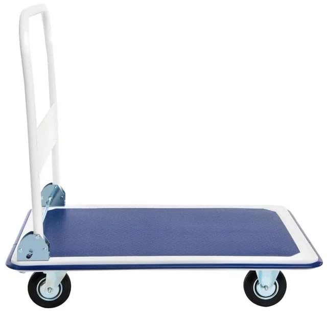 Egardenkart Platform Trolley Cart - Heavy Duty Trolley with Anti Slip Metal Platform | Trolly with Foldable Handle | 360° Swivel Wheels Trolly Cart for Loading and Moving