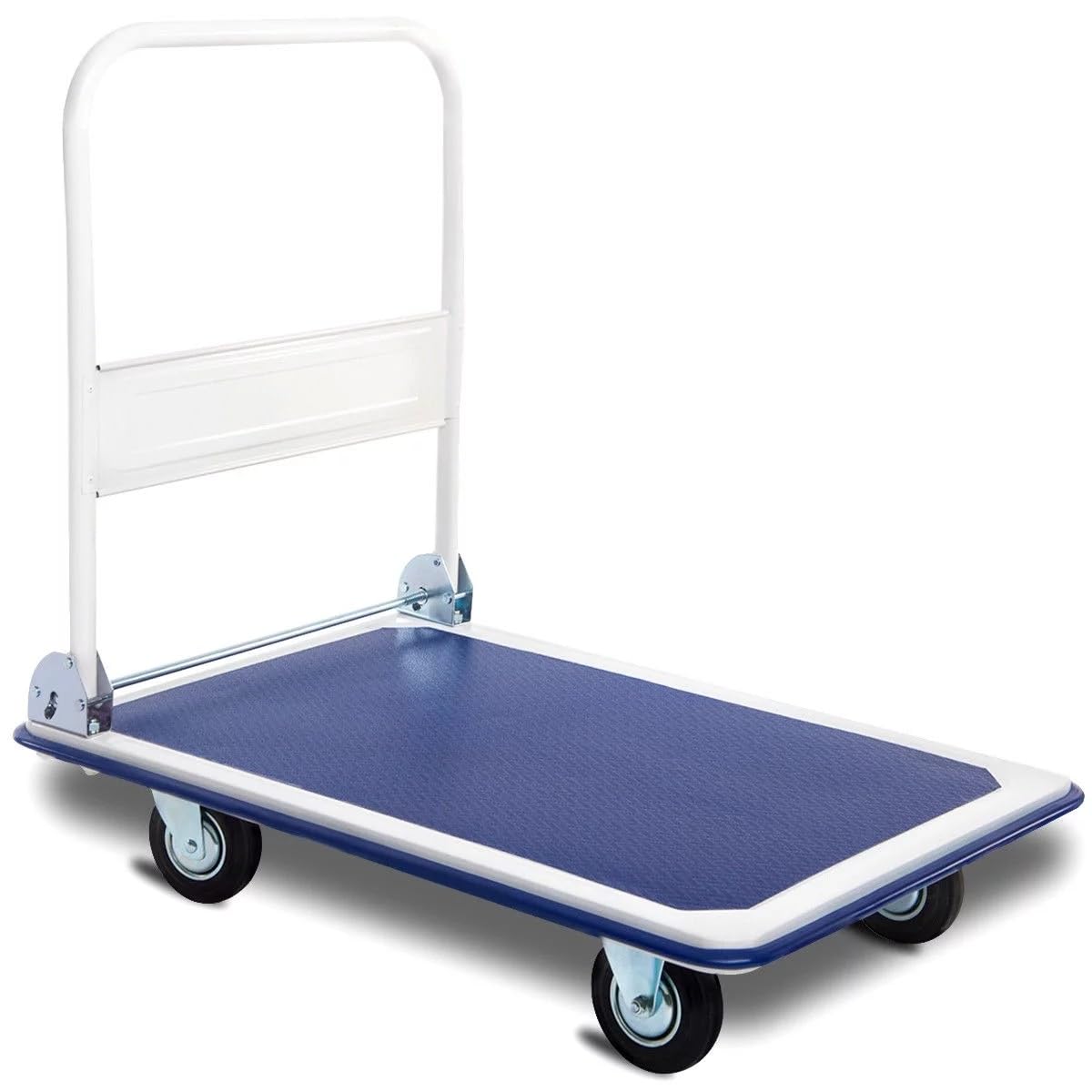Egardenkart Platform Trolley Cart - Heavy Duty Trolley with Anti Slip Metal Platform | Trolly with Foldable Handle | 360° Swivel Wheels Trolly Cart for Loading and Moving