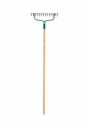 Egardenkart Garden Rake Outdoor - Metal Garden Leaf Rake with Long Wooden Stick for Gardening Tools