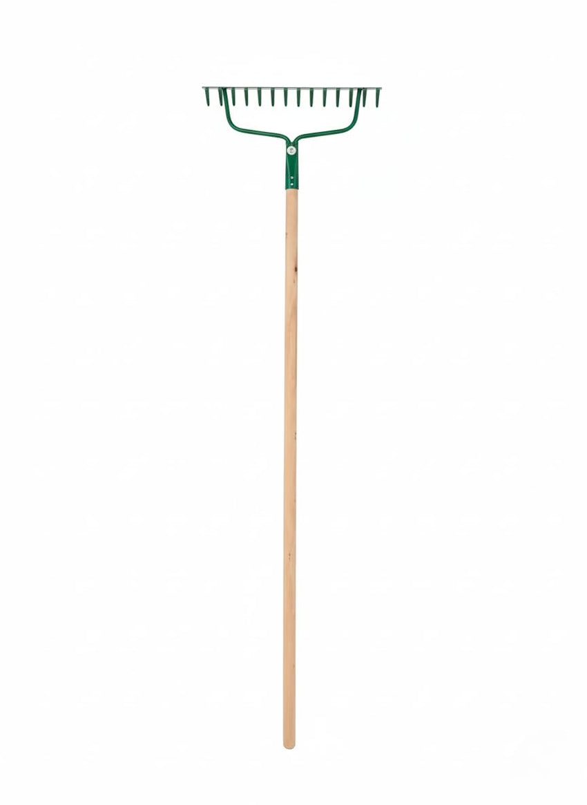 Egardenkart Garden Rake Outdoor - Metal Garden Leaf Rake with Long Wooden Stick for Gardening Tools