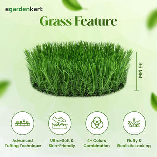 Egardenkart, Artificial Grass Carpet - Green, 36mm | Fake Grass for Balcony Decor, Turf, Yard