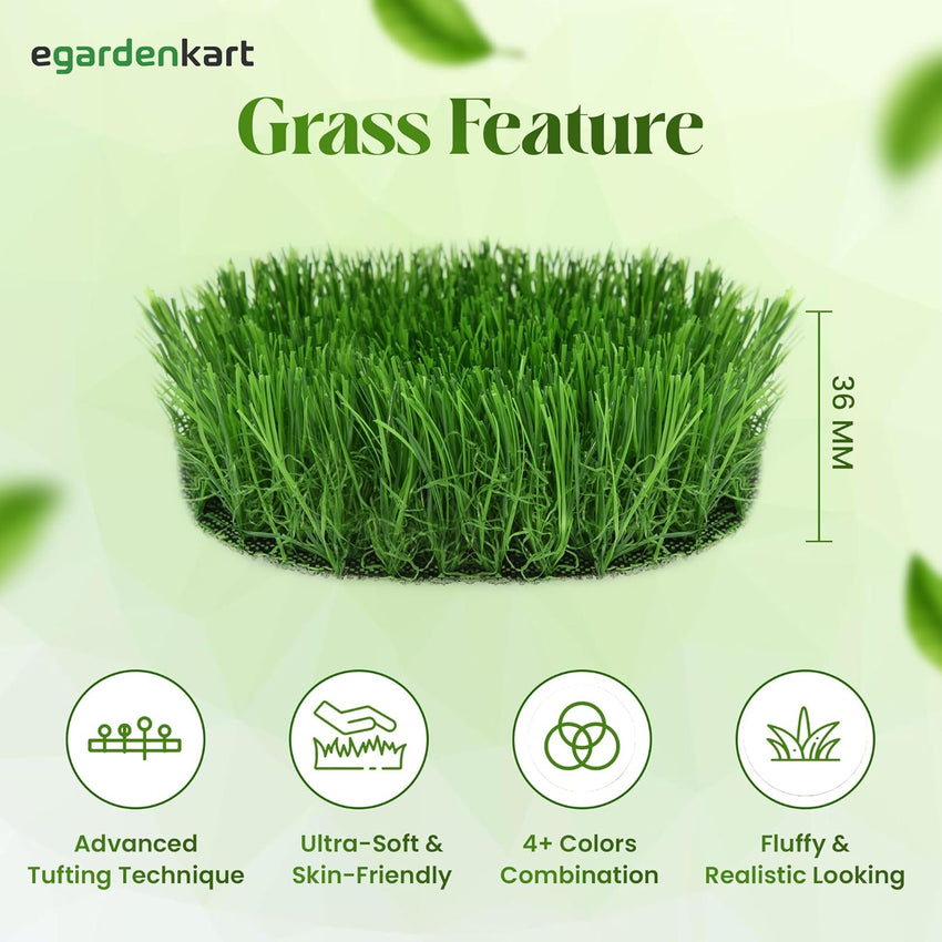 Egardenkart, Artificial Grass Carpet - Green, 36mm | Fake Grass for Balcony Decor, Turf, Yard