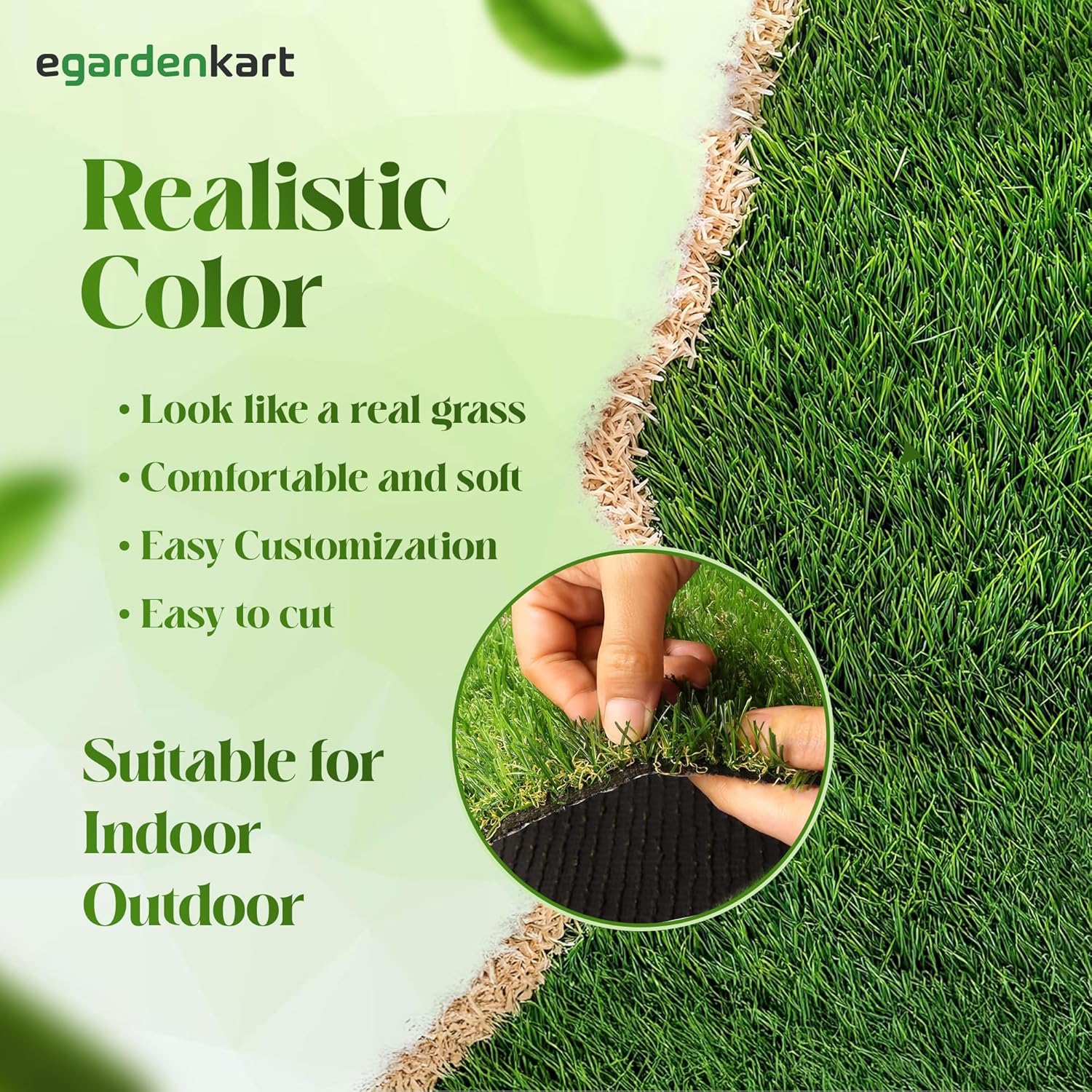 Egardenkart, Artificial Grass Carpet - Green, 36mm | Fake Grass for Balcony Decor, Turf, Yard