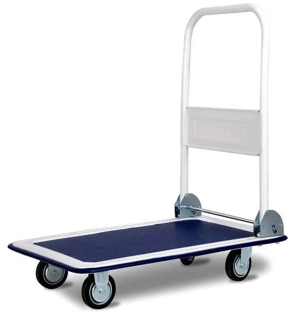 Egardenkart Platform Trolley Cart - Heavy Duty Trolley with Anti Slip Metal Platform | Trolly with Foldable Handle | 360° Swivel Wheels Trolly Cart for Loading and Moving