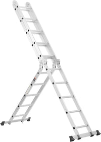 *Outlet*Egardenkart Multi-Purpose Foldable Ladder - 4x5, 20 Steps | Aluminum Folding Ladder for Home, Work, and Outdoor Use | Portable and Adjustable Ladder(Silver)