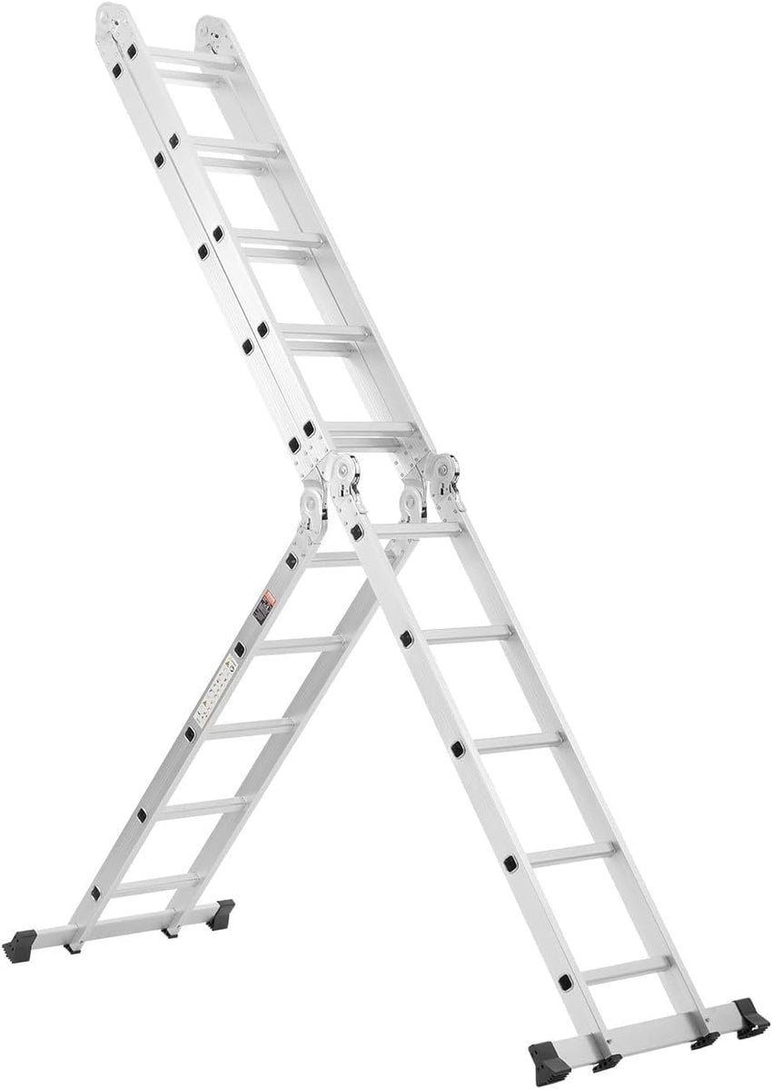 *Outlet*Egardenkart Multi-Purpose Foldable Ladder - 4x5, 20 Steps | Aluminum Folding Ladder for Home, Work, and Outdoor Use | Portable and Adjustable Ladder(Silver)