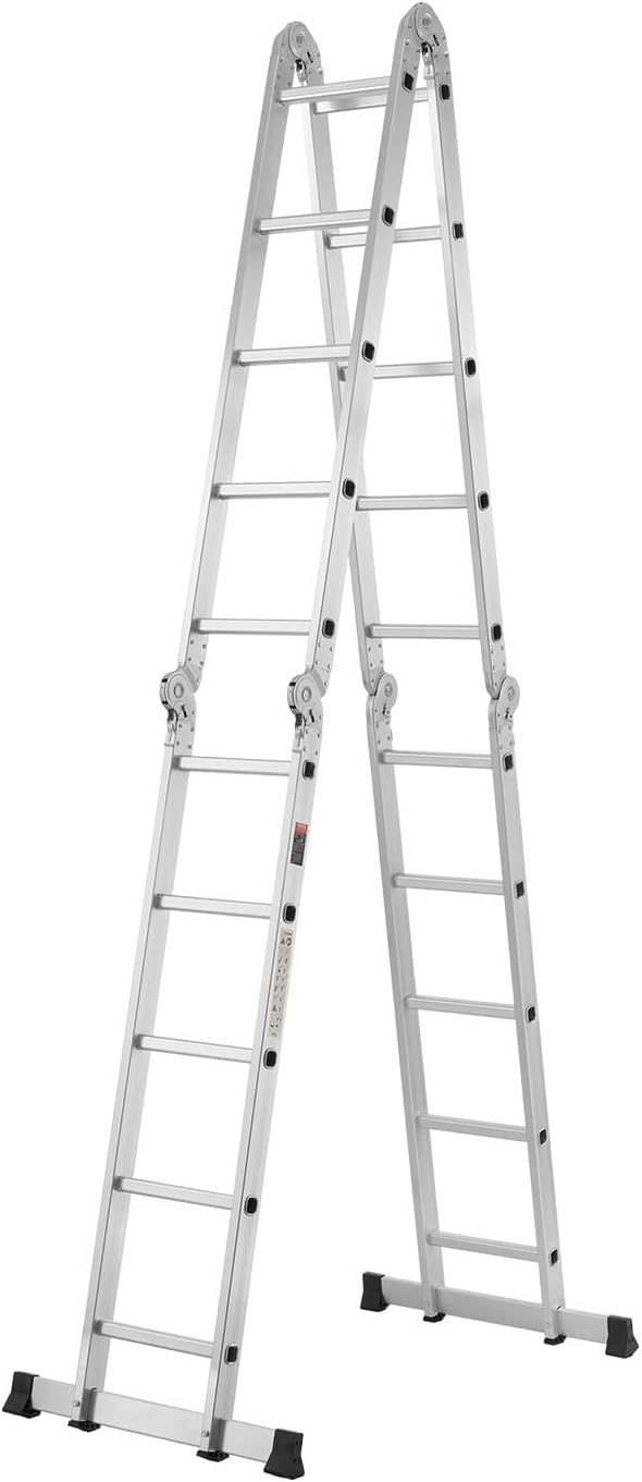 *Outlet*Egardenkart Multi-Purpose Foldable Ladder - 4x5, 20 Steps | Aluminum Folding Ladder for Home, Work, and Outdoor Use | Portable and Adjustable Ladder(Silver)