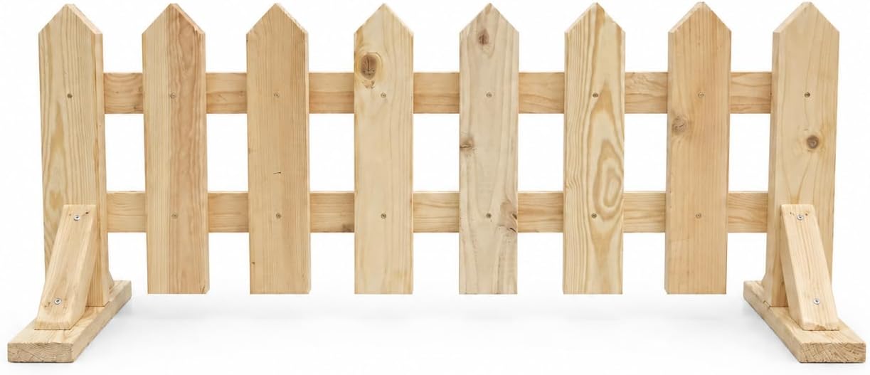 Egardenkart Wooden Picket Fence | Decorative Garden Fence with Standing Foot | Outdoor Wooden Fence for Garden Landscaping, Plant Protection & Border Fencing
