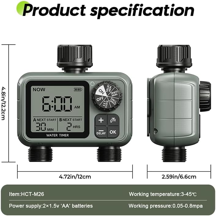 Egardenkart Hose Water Timer Dual Outlet | Waterproof Automatic Garden Irrigation
