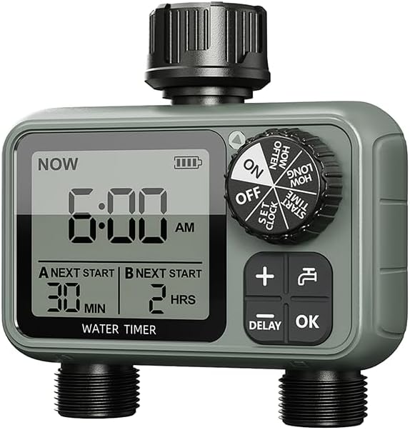 Egardenkart Hose Water Timer Dual Outlet | Waterproof Automatic Garden Irrigation