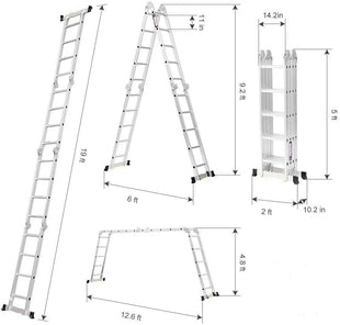 *Outlet*Egardenkart Multi-Purpose Foldable Ladder - 4x5, 20 Steps | Aluminum Folding Ladder for Home, Work, and Outdoor Use | Portable and Adjustable Ladder(Silver)