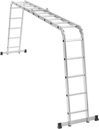 *Outlet*Egardenkart Multi-Purpose Foldable Ladder - 4x5, 20 Steps | Aluminum Folding Ladder for Home, Work, and Outdoor Use | Portable and Adjustable Ladder(Silver)