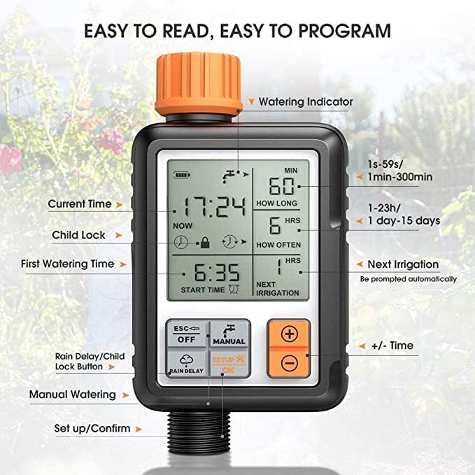 Egardenkart Garden Water Timer Smart Automatic Irrigation Orange Model