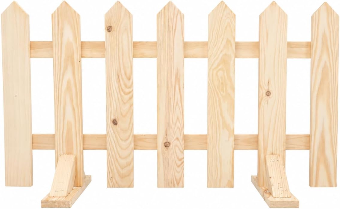 Egardenkart Wooden Picket Fence | Decorative Garden Fence with Standing Foot | Outdoor Wooden Fence for Garden Landscaping, Plant Protection & Border Fencing