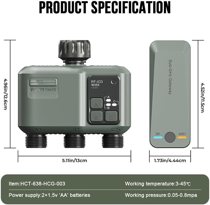 Egardenkart Water Timer WiFi - Multifunctional Sprinkler Timer for Automatic Irrigation System | Sprinkler Controller | Waterproof Irrigation, WiFi 3 Outlet