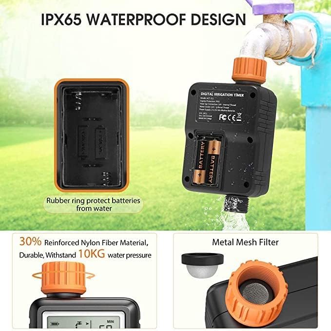 Egardenkart Garden Water Timer Smart Automatic Irrigation Orange Model