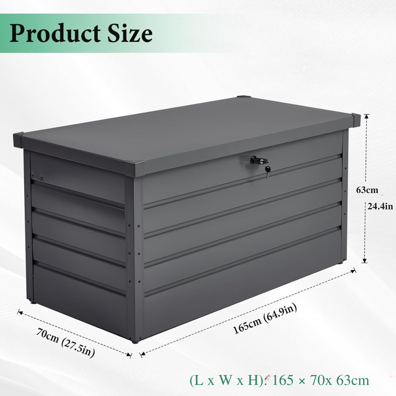 Egardenkart Metal Outdoor Storage Box 600L | Lockable | Heavy Duty Hydraulic Lid | Dark Grey