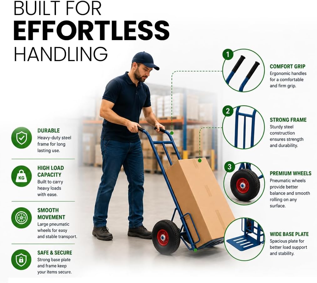 Egardenkart Full Metal 2 Wheel Heavy Duty Hand Truck Trolley 700lbs