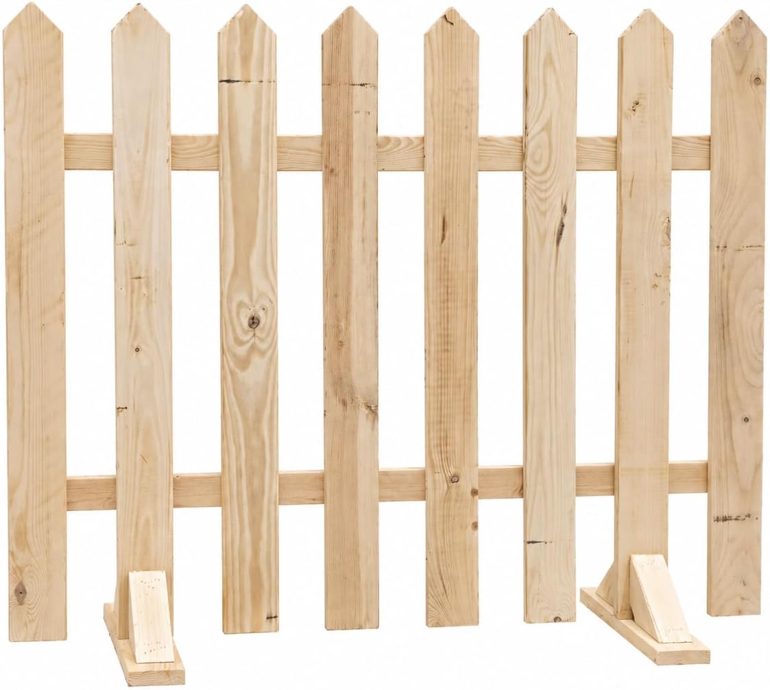 Egardenkart Wooden Picket Fence | Decorative Garden Fence with Standing Foot | Outdoor Wooden Fence for Garden Landscaping, Plant Protection & Border Fencing