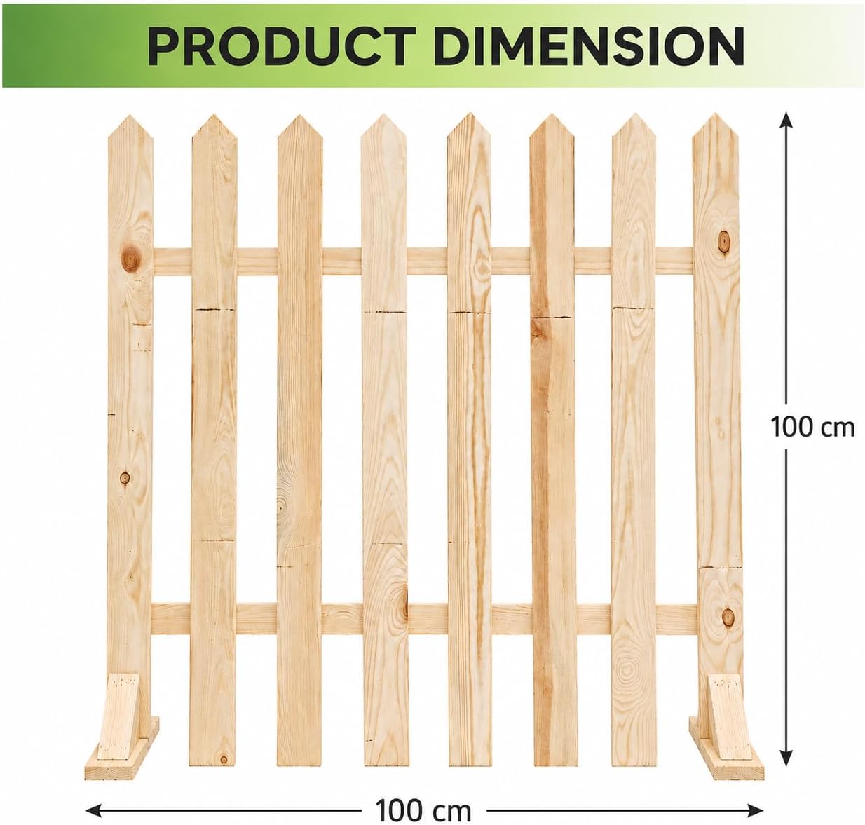 Egardenkart Wooden Picket Fence | Decorative Garden Fence with Standing Foot | Outdoor Wooden Fence for Garden Landscaping, Plant Protection & Border Fencing
