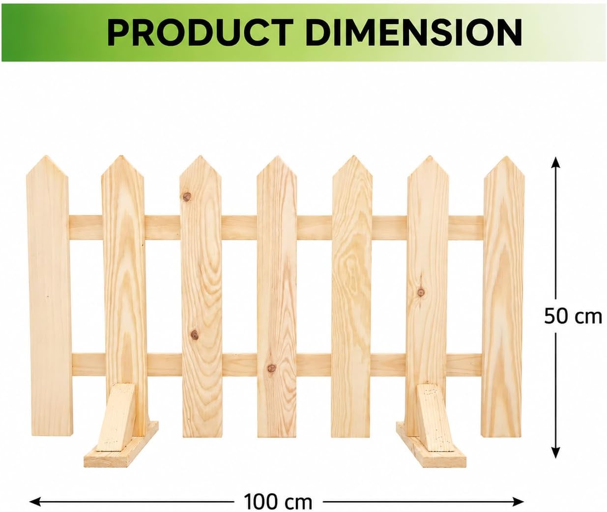 Egardenkart Wooden Picket Fence | Decorative Garden Fence with Standing Foot | Outdoor Wooden Fence for Garden Landscaping, Plant Protection & Border Fencing