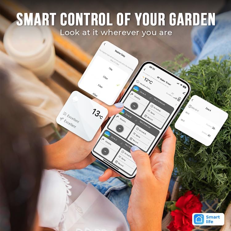 Egardenkart Water Timer WiFi - Multifunctional Sprinkler Timer for Automatic Irrigation System | Sprinkler Controller | Waterproof Irrigation, WiFi 3 Outlet