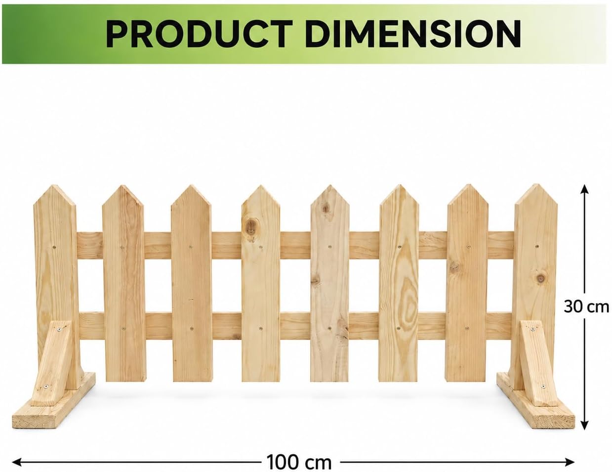 Egardenkart Wooden Picket Fence | Decorative Garden Fence with Standing Foot | Outdoor Wooden Fence for Garden Landscaping, Plant Protection & Border Fencing