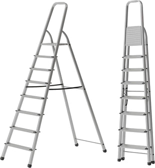 Ahla+® Aluminium Step Ladder Anti-Slip | Foldable | Portable Lightweight 8 Step