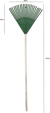 Egardenkart Store Garden Leaf Rake Pvc/Wooden Handle 22 Teeth (Green)