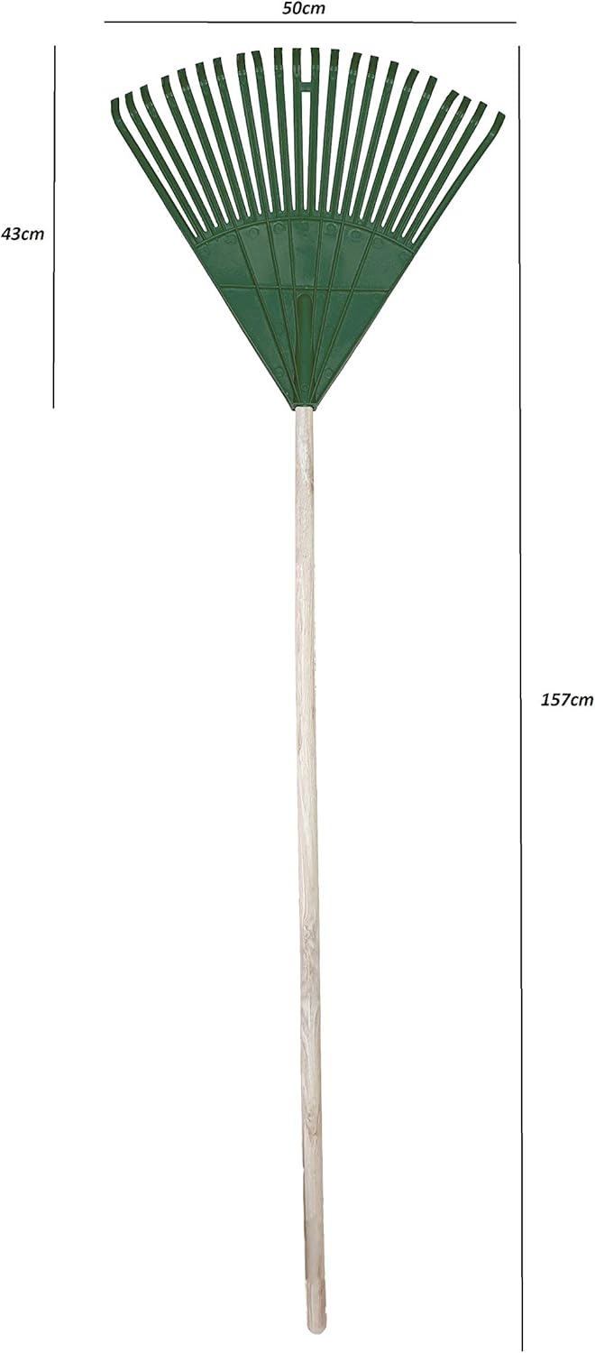 Egardenkart Store Garden Leaf Rake Pvc/Wooden Handle 22 Teeth (Green)