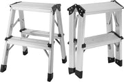 Aluminium Step Ladder - Double Side Foldable Ladder | Anti-Slip Step Ladder for Home, Kitchen, Garden, Office | Lightweight, Portable Aluminium Ladder for Indoor and Outdoor Use (Silver)