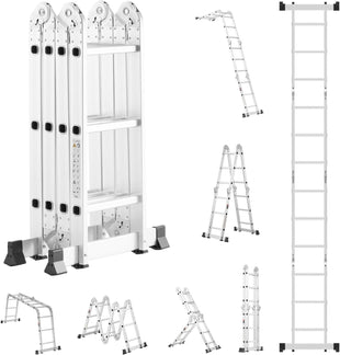 Egardenkart Multi-Purpose Foldable Ladder - Aluminum Folding Ladder for Home, Work, and Outdoor Use | Portable and Adjustable Ladder Foldable with Grip