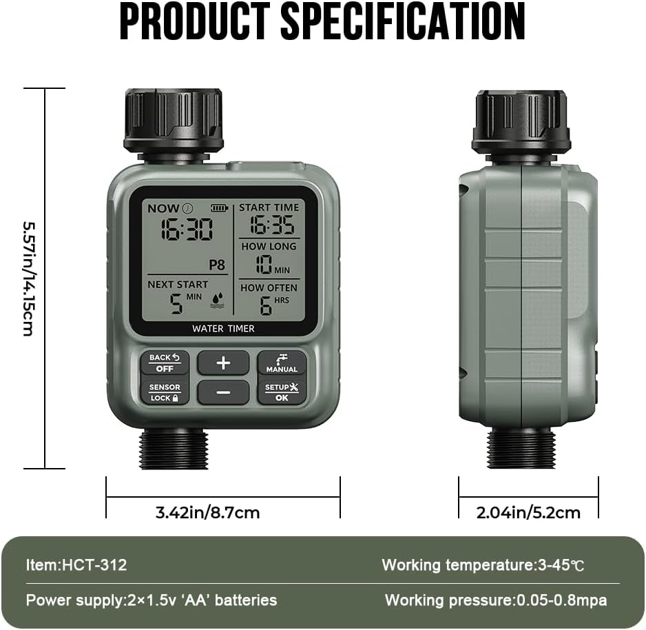 Egardenkart Smart Water Timer Automatic Garden Irrigation Large Display | Sprinkler Control