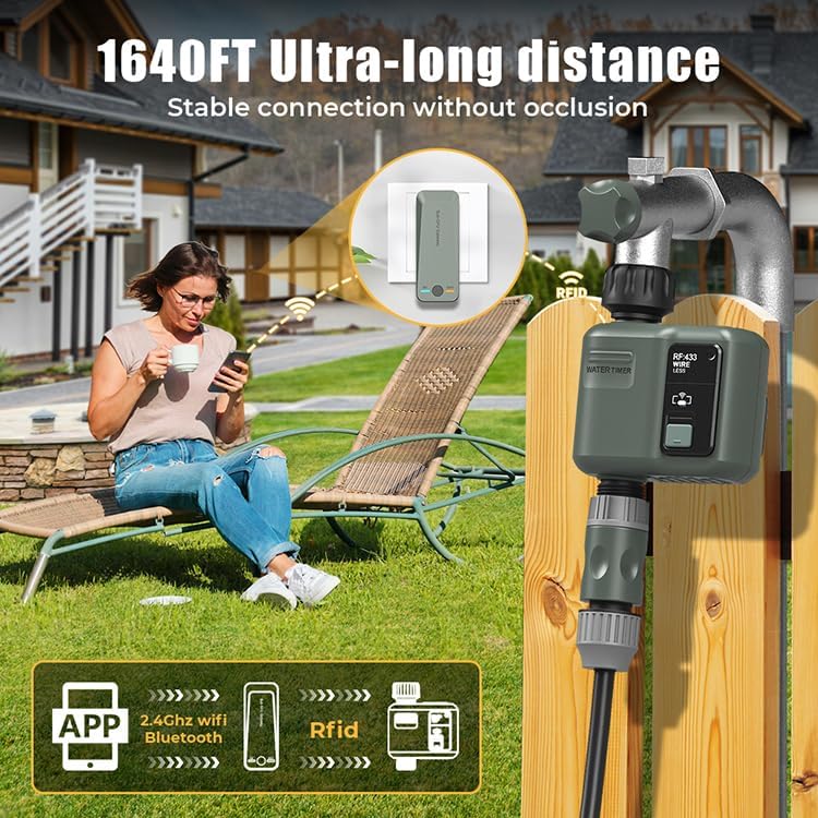 Egardenkart, WiFi Irrigation Timer - Water Timer for Garden | Watering Timer for Automatic Irrigation System | Automatic Watering for Plants