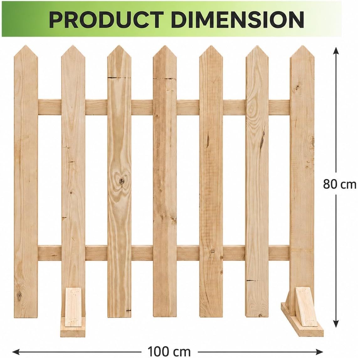 Egardenkart Wooden Picket Fence | Decorative Garden Fence with Standing Foot | Outdoor Wooden Fence for Garden Landscaping, Plant Protection & Border Fencing