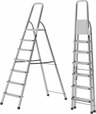 Ahla+® Aluminium Step Ladder Anti-Slip | Foldable | Portable Lightweight 7 Step