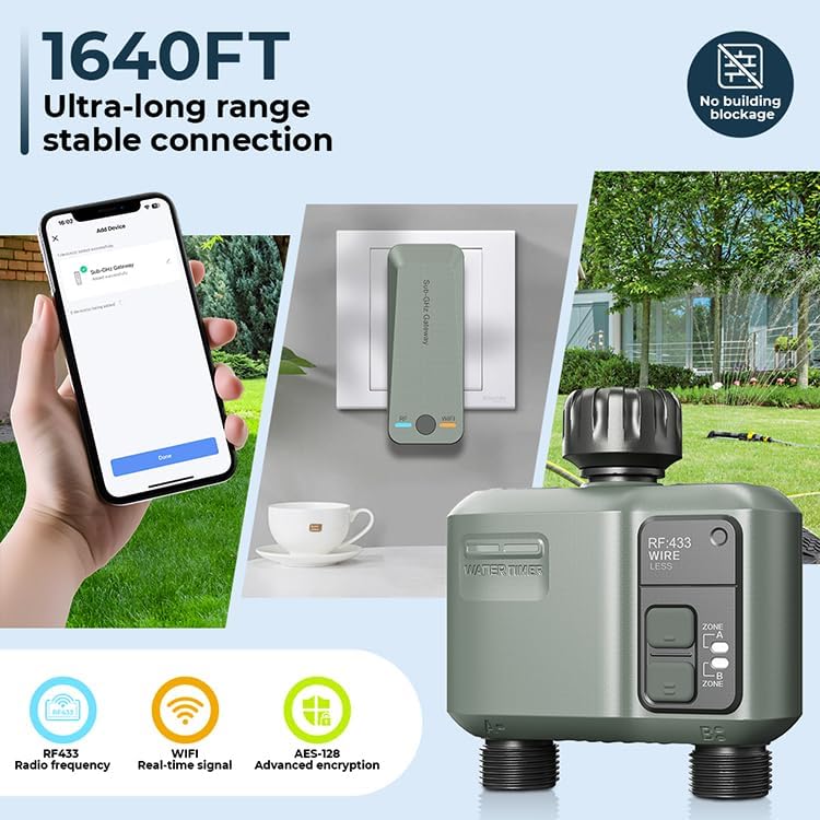 Egardenkart WiFi Water Timer Dual Outlet | Waterproof Smart Garden Irrigation