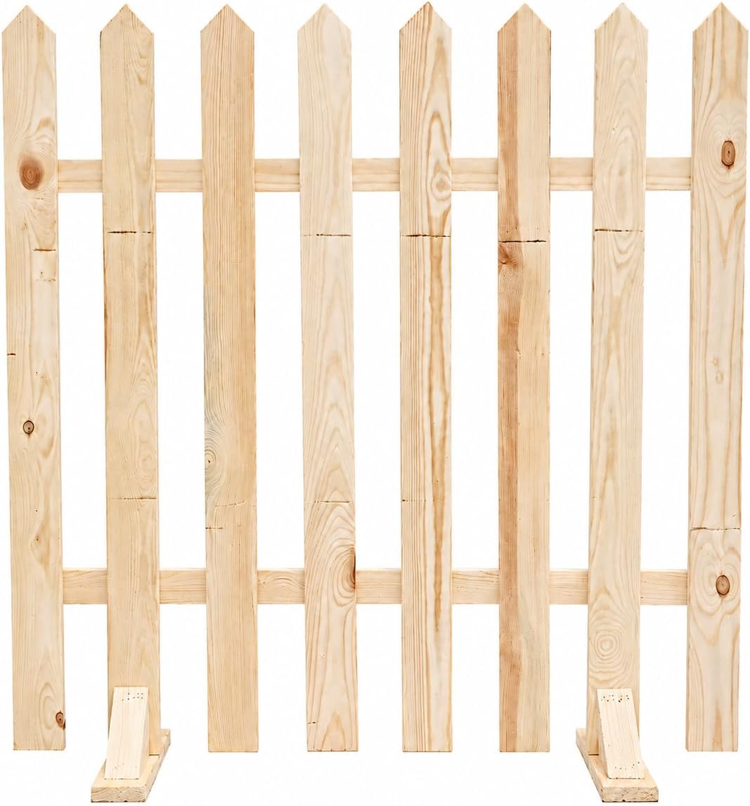 Egardenkart Wooden Picket Fence | Decorative Garden Fence with Standing Foot | Outdoor Wooden Fence for Garden Landscaping, Plant Protection & Border Fencing