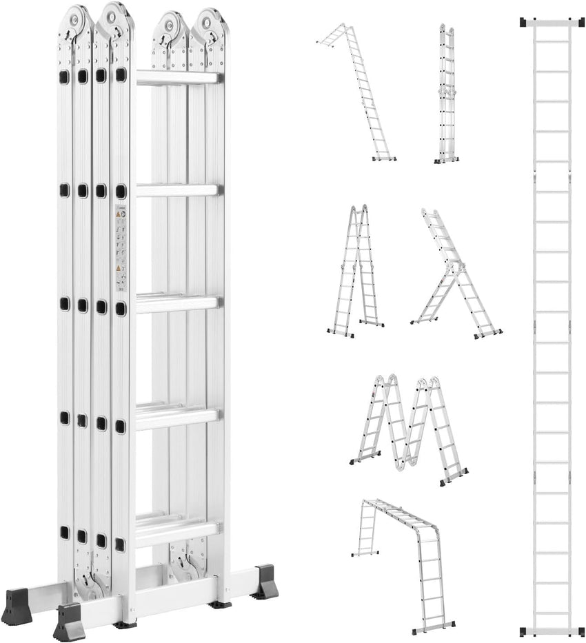 *Outlet*Egardenkart Multi-Purpose Foldable Ladder - 4x5, 20 Steps | Aluminum Folding Ladder for Home, Work, and Outdoor Use | Portable and Adjustable Ladder(Silver)