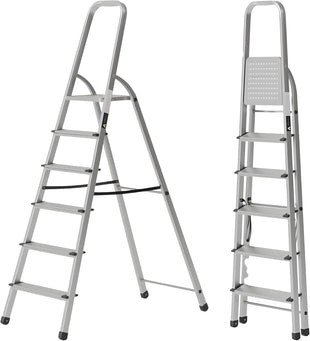 Ahla+® Aluminium Step Ladder Anti-Slip | Foldable | Portable Lightweight 6 Step