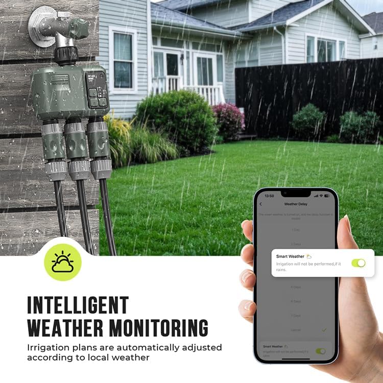 Egardenkart Water Timer WiFi - Multifunctional Sprinkler Timer for Automatic Irrigation System | Sprinkler Controller | Waterproof Irrigation, WiFi 3 Outlet