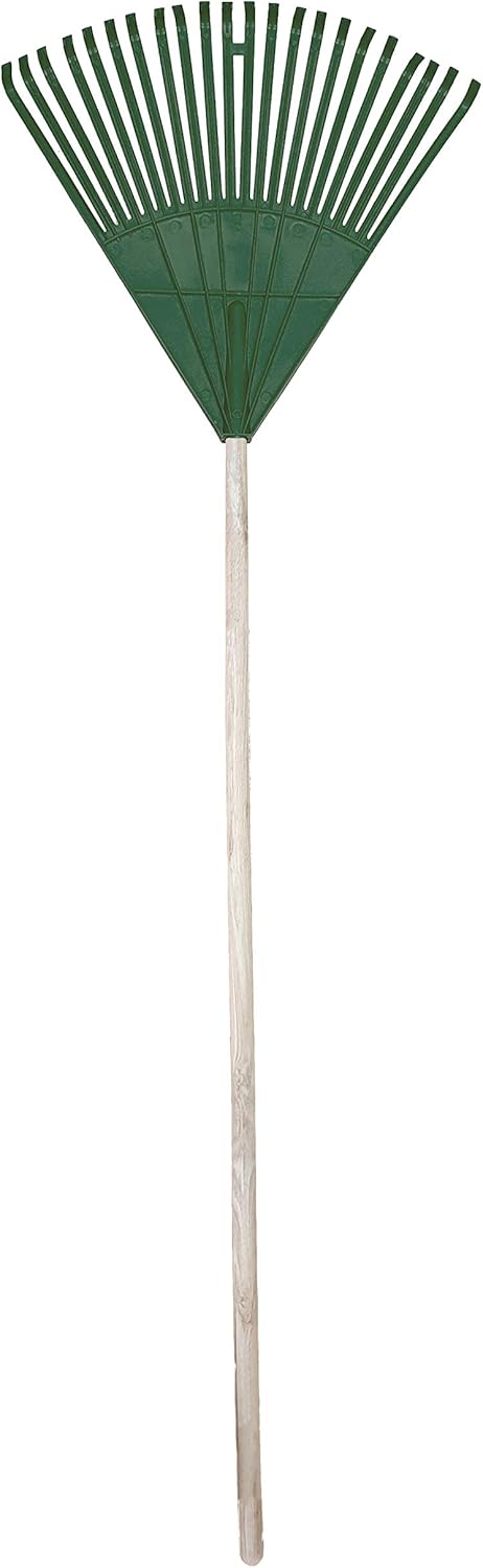 Egardenkart Store Garden Leaf Rake Pvc/Wooden Handle 22 Teeth (Green)
