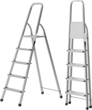 Ahla+® Aluminium Step Ladder Anti-Slip | Foldable | Portable Lightweight 5 Step