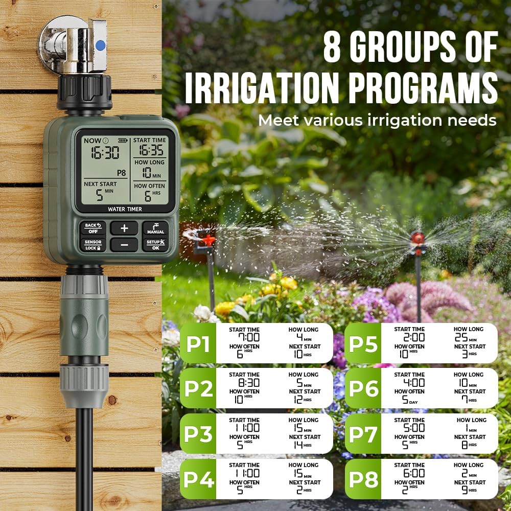 Egardenkart Smart Water Timer Automatic Garden Irrigation Large Display | Sprinkler Control