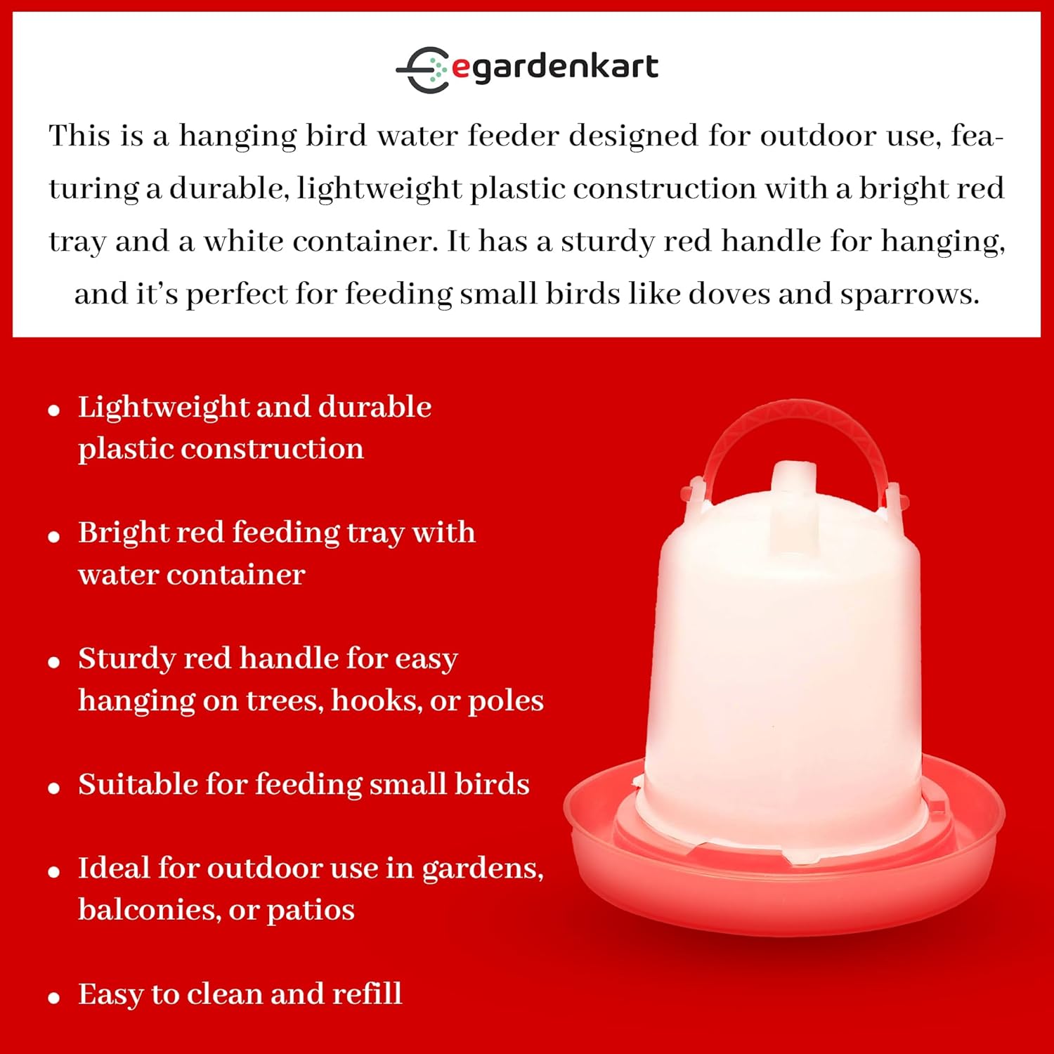 Egardenkart, Bird Water Feeder Outdoor -  Bird Water Dispenser for all Birds and Animals | Birds Water Feeder Outdoor