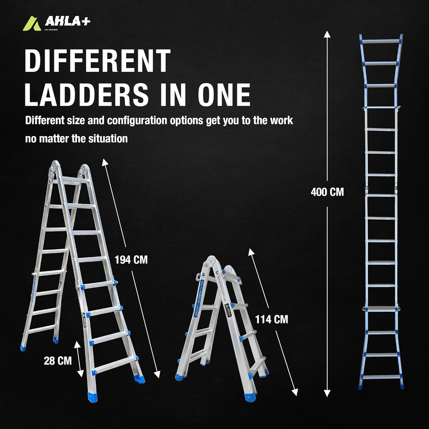 Egardenkart, Multi-Position Foldable Ladder | A Frame Step Ladder Foldable for Compact Storage | Aluminum Folding Ladder for Home, Work, and Outdoor Use | Ladder with Anti-Slip Stairs