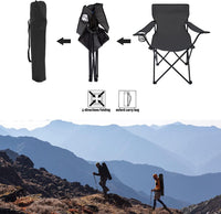 Egardenkart Camping Chair, Folding Camping Chairs for Adults with Armrests and Cup Holder and Carrying Bag, Lightweight Portable for Beach