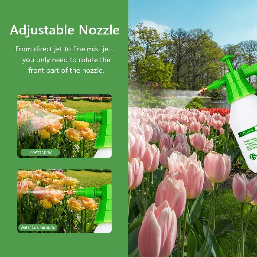 Egardenkart Handheld Pressure Sprayer 0.5 Gallon (1L) Capacity Adjustable Nozzle | Safety Valve