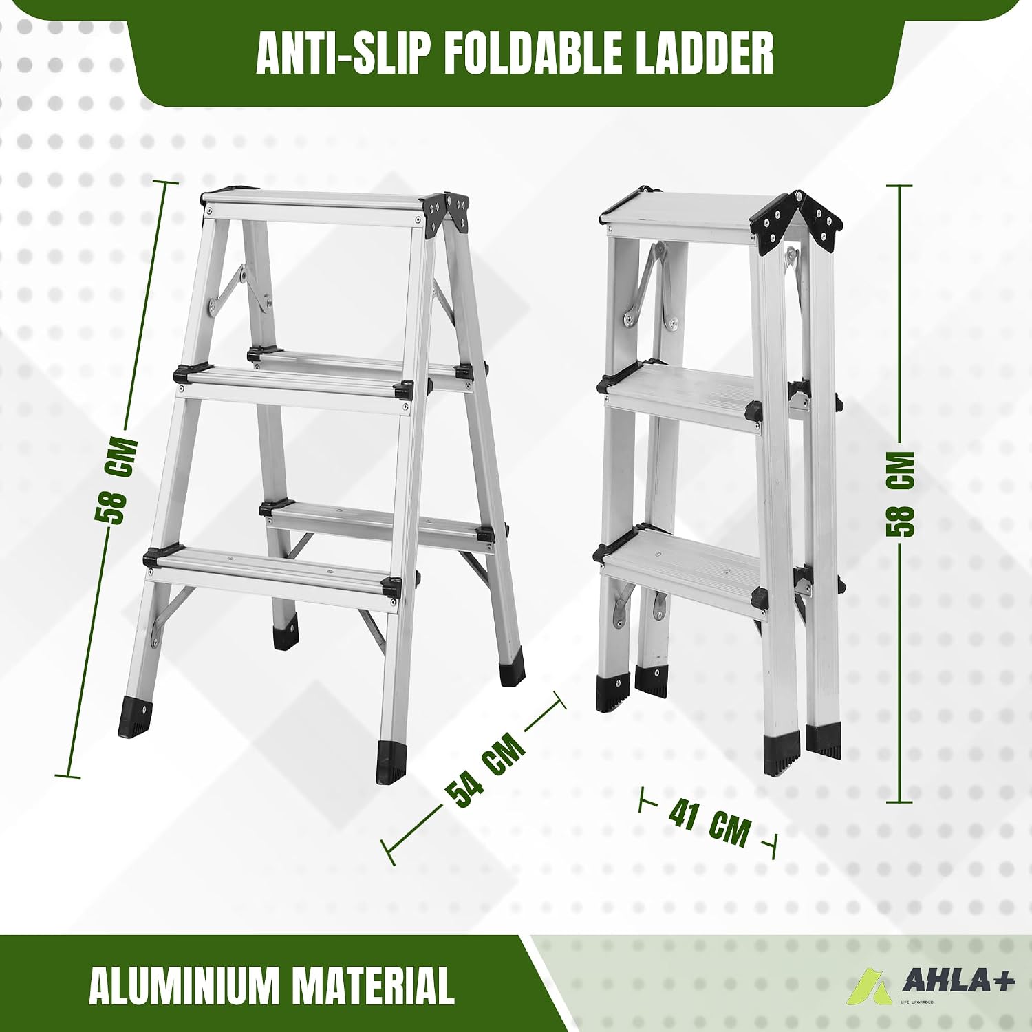 Aluminium Step Ladder - Double Side Foldable Ladder | Anti-Slip Step Ladder for Home, Kitchen, Garden, Office | Lightweight, Portable Aluminium Ladder for Indoor and Outdoor Use (Silver)